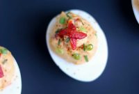 Mediterranean Deviled Eggs with Roasted Red Pepper Hummus