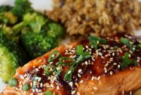 Sticky Bourbon-Glazed Salmon with Sautéed Greens
