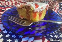 Summer Rhubarb Poke Cake Recipe for 9×13 Pan
