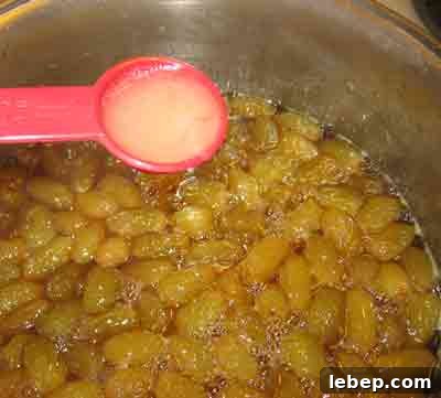 Greek Grape Spoon Sweet (Stafili Glyko) — Traditional Recipe 6 Adding lemon juice to the grapes for Greek spoon sweet recipe stafyli gliko.