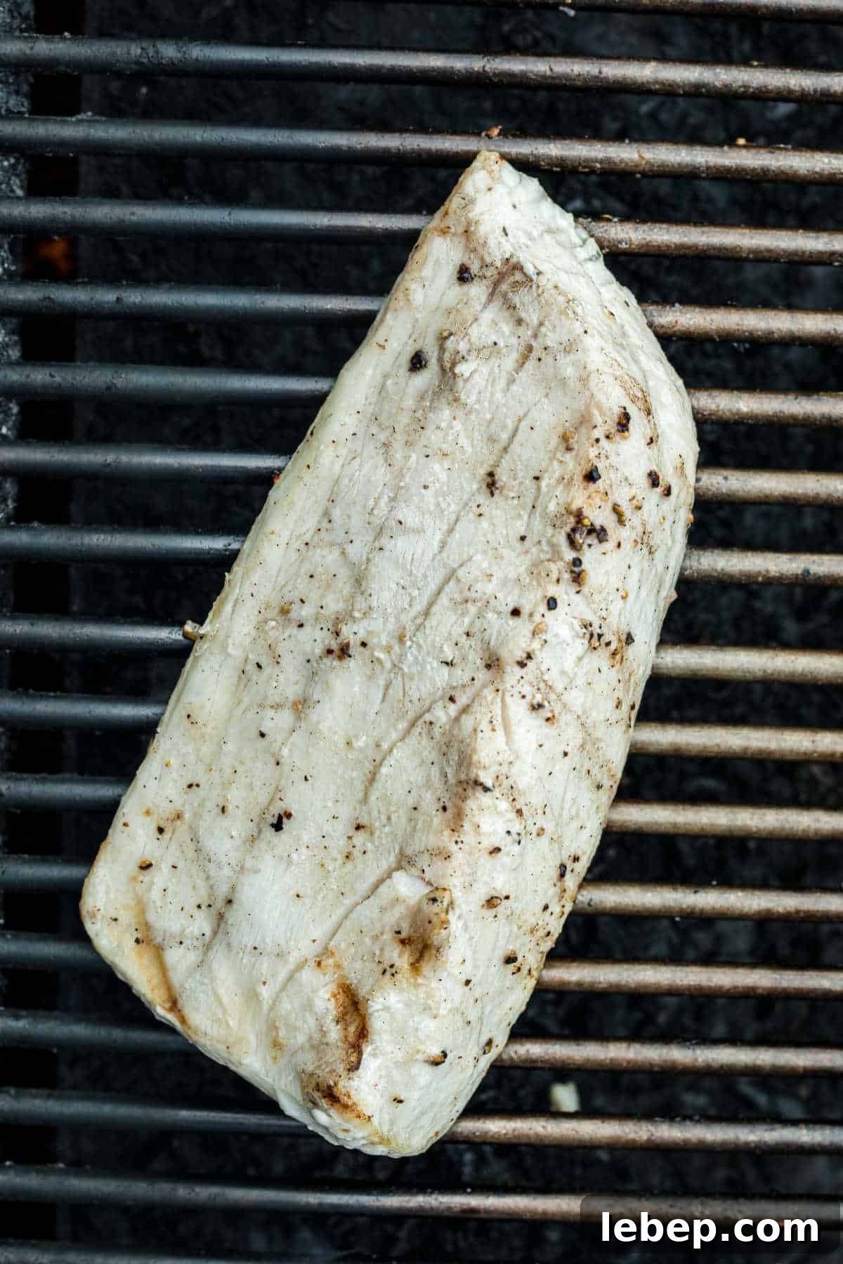 A piece of grilled cobia on the grill.