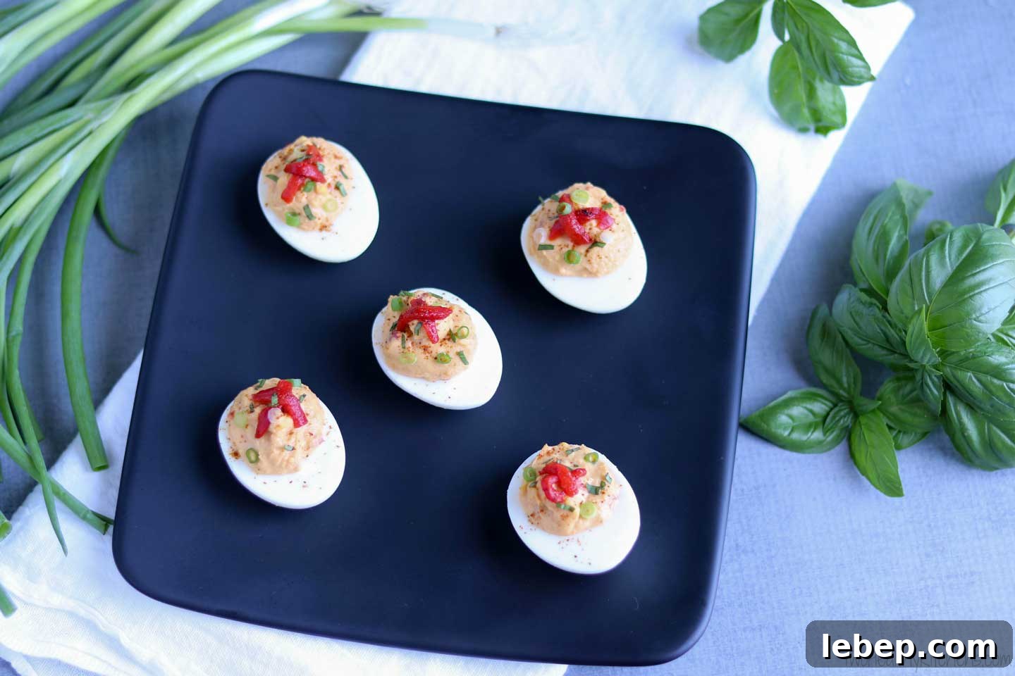 Plated deviled eggs