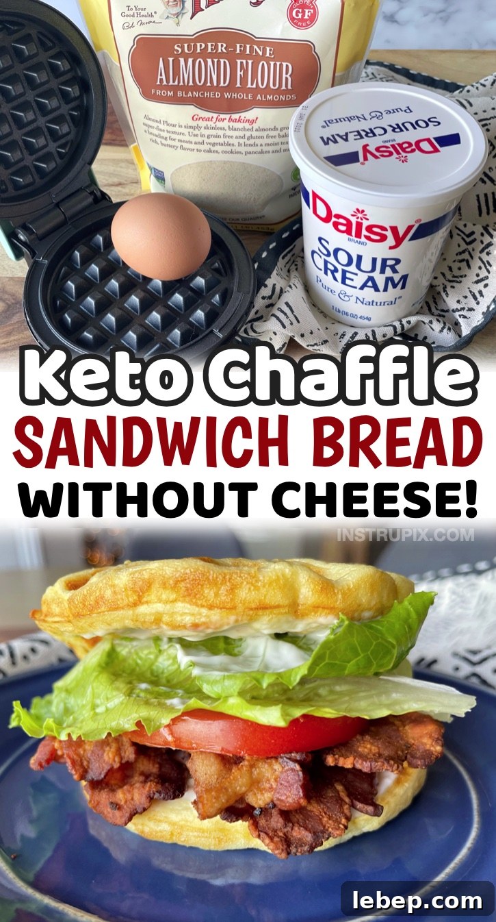 Keto Chaffle Sandwich Bread Without Cheese — Low-Carb Recipe 11 Keto Chaffle Made Without Cheese | The best low carb chaffles for sandwich bread and burger buns! Because you can only eat so much cheese. A less less greasy recipe made with just almond flour, sour cream, an egg, and baking powder. Soft and delicious! This keto bread is perfect for making BLT's, deli meat sandwiches, or even used as burger buns. A total diet saver when you miss eating bread. These are so fast to make in a mini waffle maker, so no need to plan ahead. Great for last minute lunches and dinners!