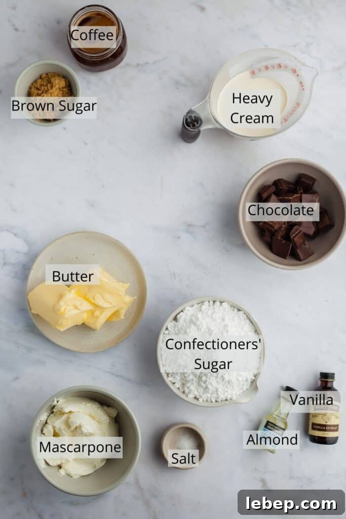Decadent Tiramisu Layer Cake Recipe for Coffee Lovers 4 ingredients needed for tiramisu frosting