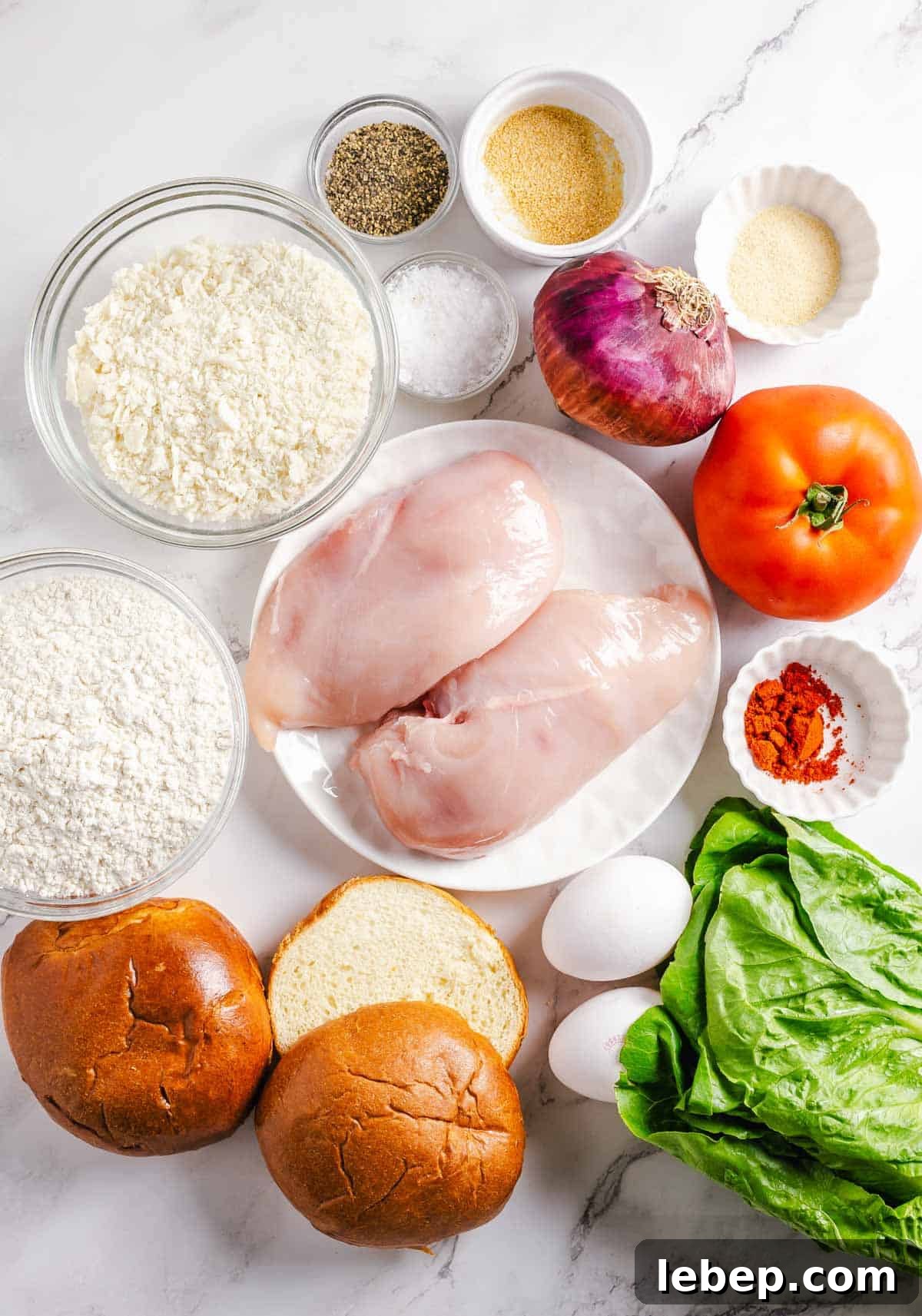 Crispy Fried Chicken Sandwich Recipe with Tangy Slaw 3 Ingredients needed to make a chicken burger.