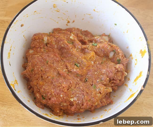 Mixed meat and vegetables in a white bowl.