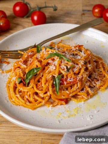 A serving of cherry tomato sauce with spaghetti