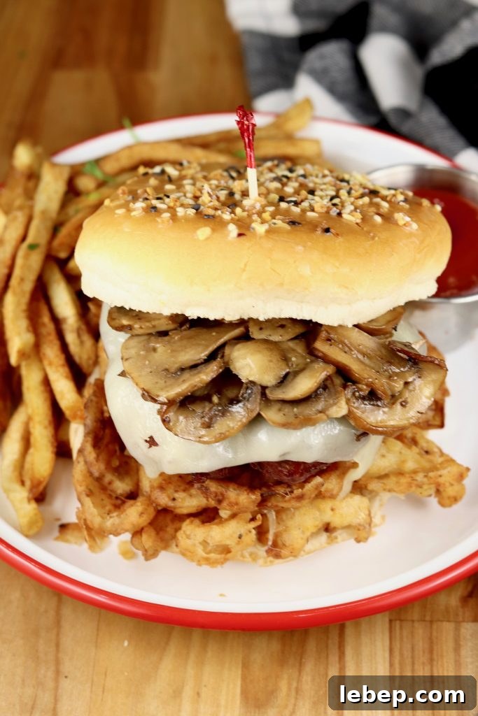 Grilled Mushroom and Swiss Burgers Mushroom and Swiss Burger