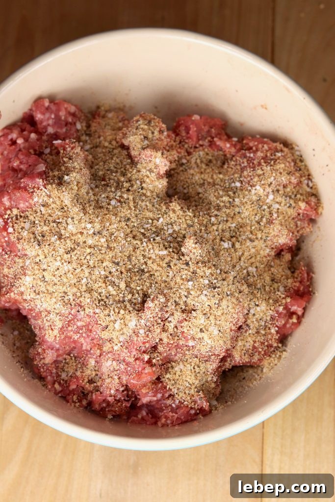 Season ground beef for grilled burgers Seasoned Ground Beef for Burgers