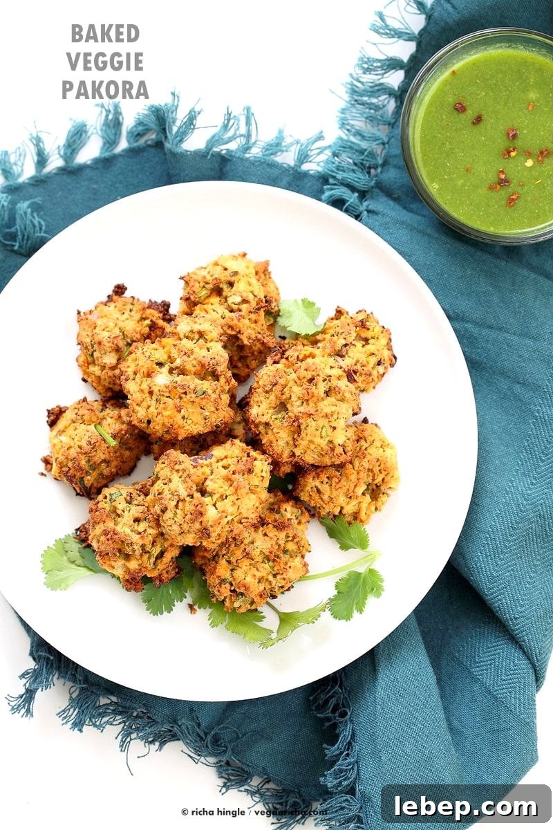 Broccoli, Cauliflower, potatoes, carrots and greens in this Mixed Vegetable Pakora. Baked Veggie Pakore Bhajjiya. Vegan Soyfree Recipe. Easily Glutenfree | VeganRicha.com