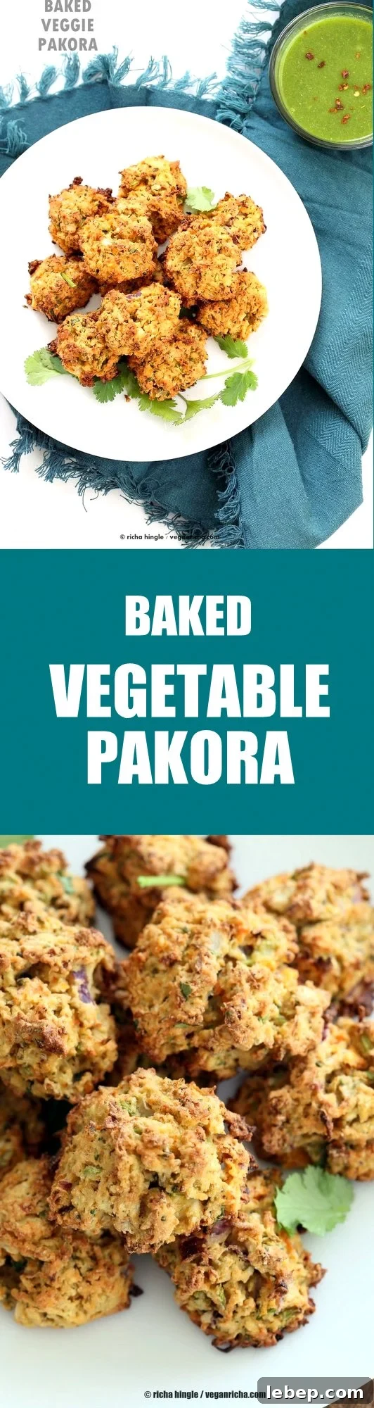 Broccoli, Cauliflower, potatoes, carrots and greens in this Mixed Vegetable Pakora. Baked Veggie Pakore Bhajjiya. Vegan Soyfree Recipe. Easily Glutenfree | VeganRicha.com