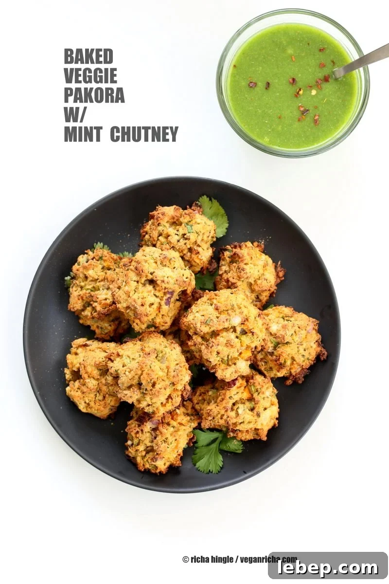 Broccoli, Cauliflower, potatoes, carrots and greens in this Mixed Vegetable Pakora. Baked Veggie Pakore Bhajjiya. Vegan Soyfree Recipe. Easily Glutenfree | VeganRicha.com