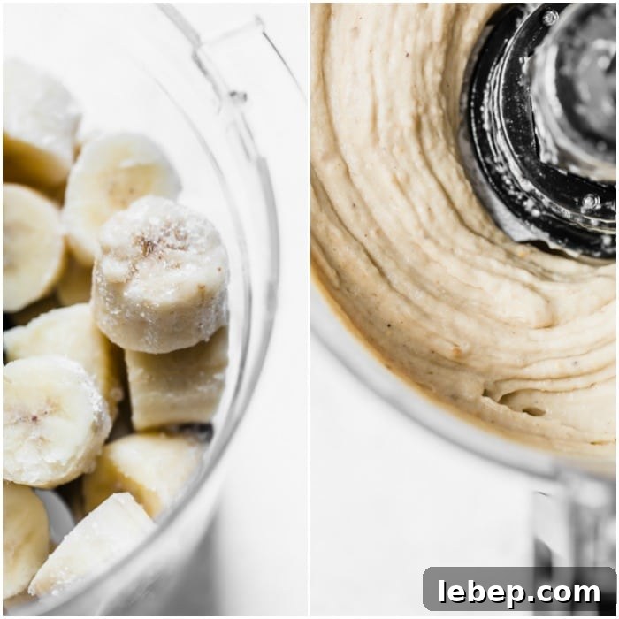 2-Ingredient Banana Nice Cream Recipe — Creamy Frozen Treat 4 Bananas in a food processor