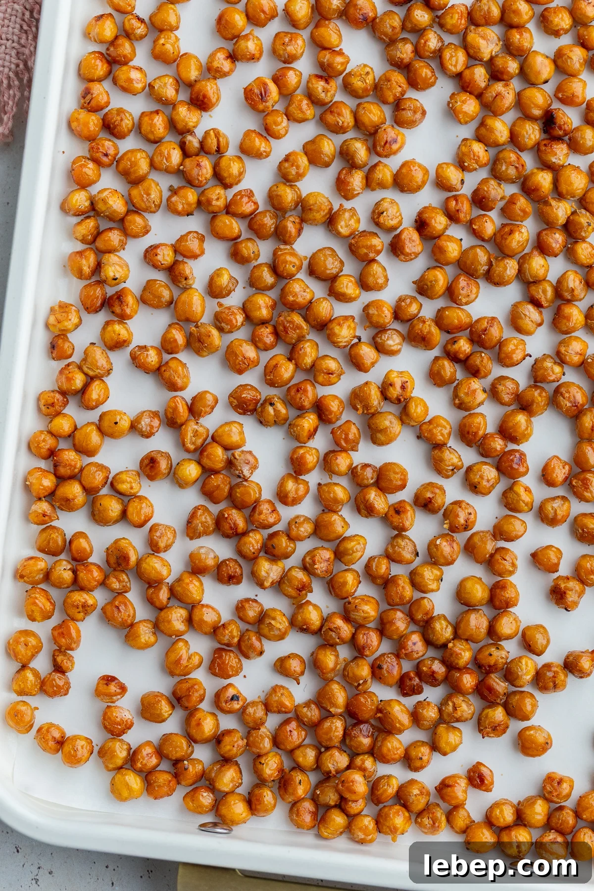CRISPY CHICKPEAS ON A LARGE BAKING TRAY