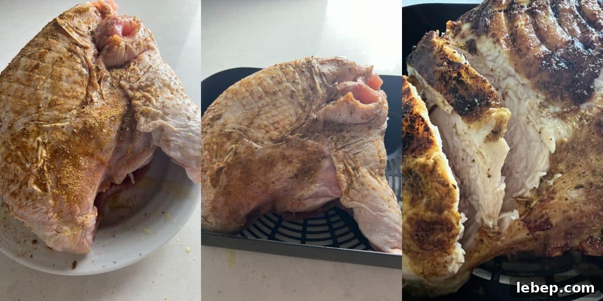 How to Roast a 7‑Pound Turkey Breast in a Ninja Foodi Air Fryer 3 How to make air fryer turkey that is 7 pounds.