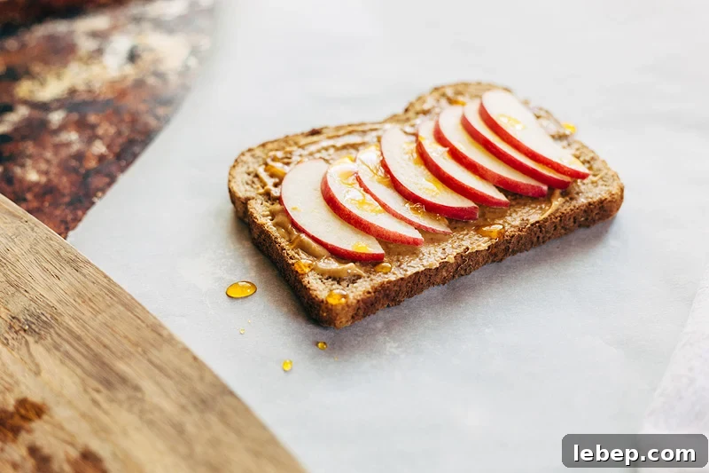 Apple & Honey Peanut Butter Toast Recipe — Quick Morning Snack 2 Peanut Butter Toast with Apples and Honey