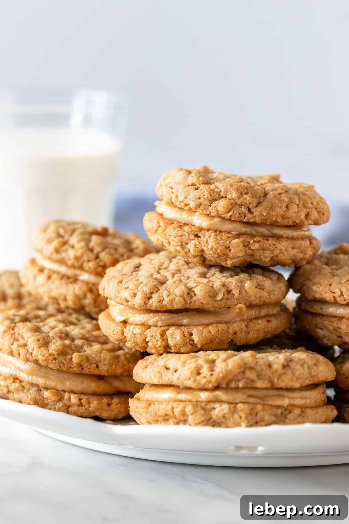 Plate of peanut butter sandwich cookies.