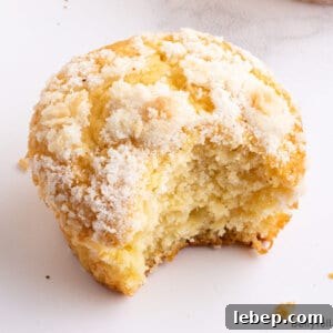 eggnog muffin with bite taken