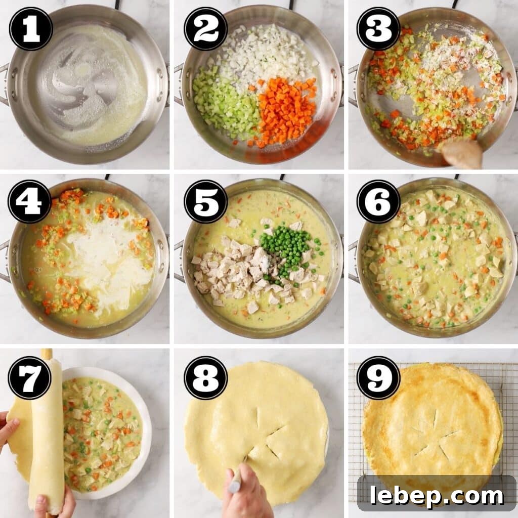 how to make chicken pot pie step by step images