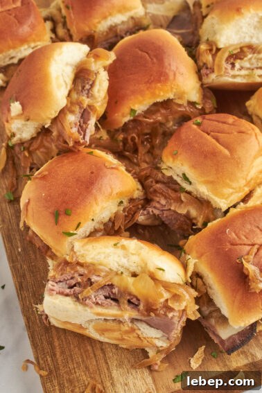 Tender Melt-in-Your-Mouth Eye of Round Roast Recipe 11 French dip sliders