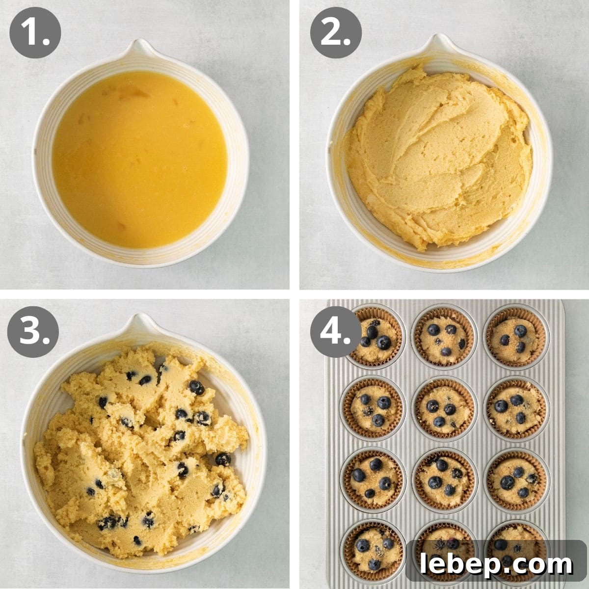 Low-Carb Coconut Flour Blueberry Muffins Recipe 4 steps to make coconut flour blueberry muffins.