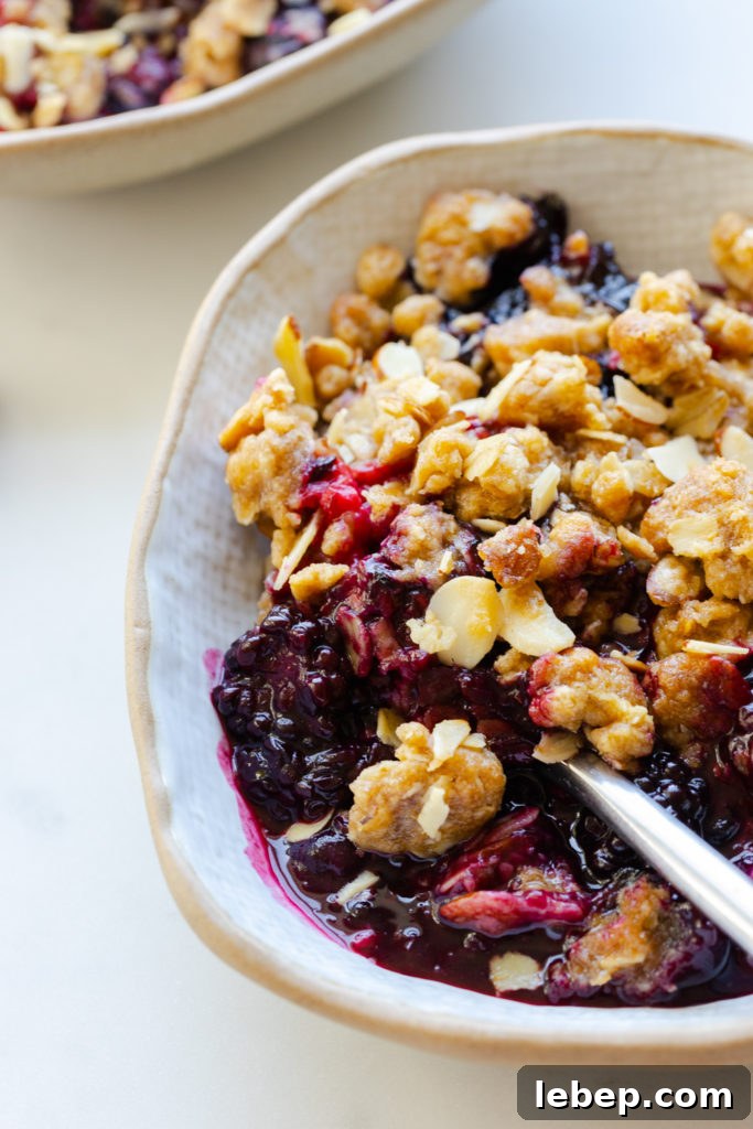 Mixed Berry Oat and Almond Crisp Recipe 20 Mixed Berry Oat Almond Crisp close up