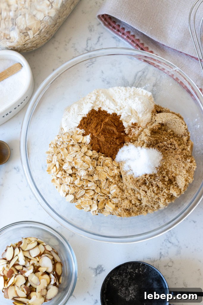 Mixed Berry Oat and Almond Crisp Recipe 3 Mixed Berry Oat Almond Crisp topping ingredients
