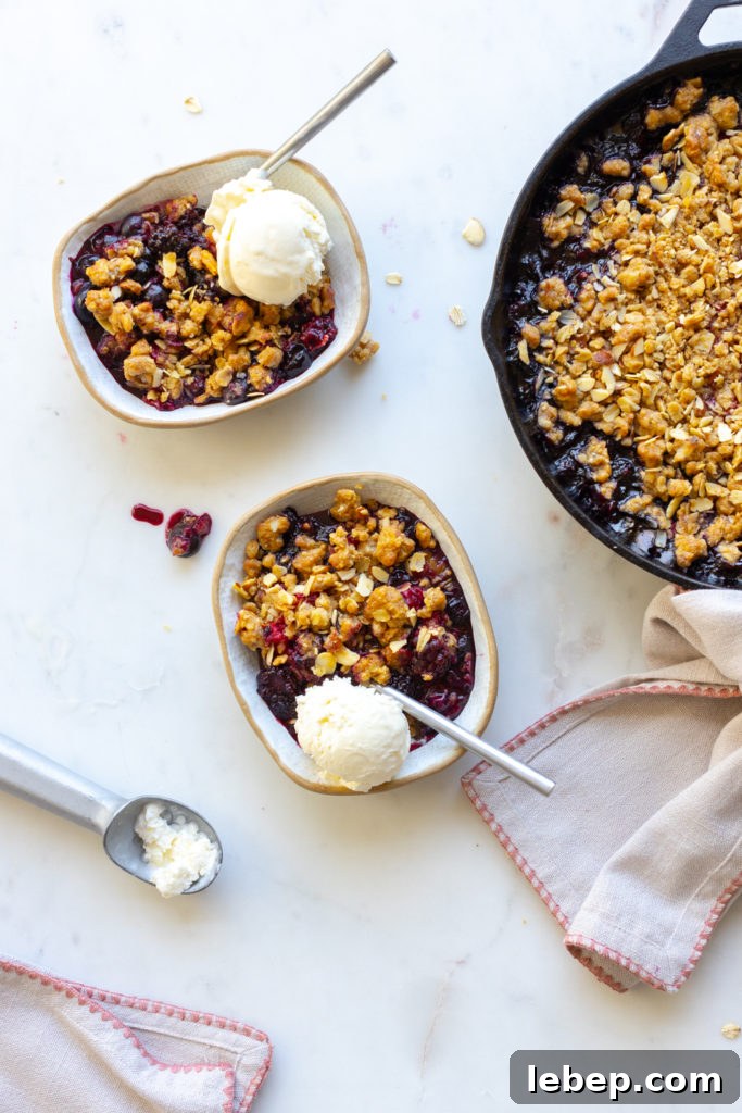 Mixed Berry Oat and Almond Crisp Recipe 21 Mixed Berry Oat Almond Crisp served with vanilla ice cream