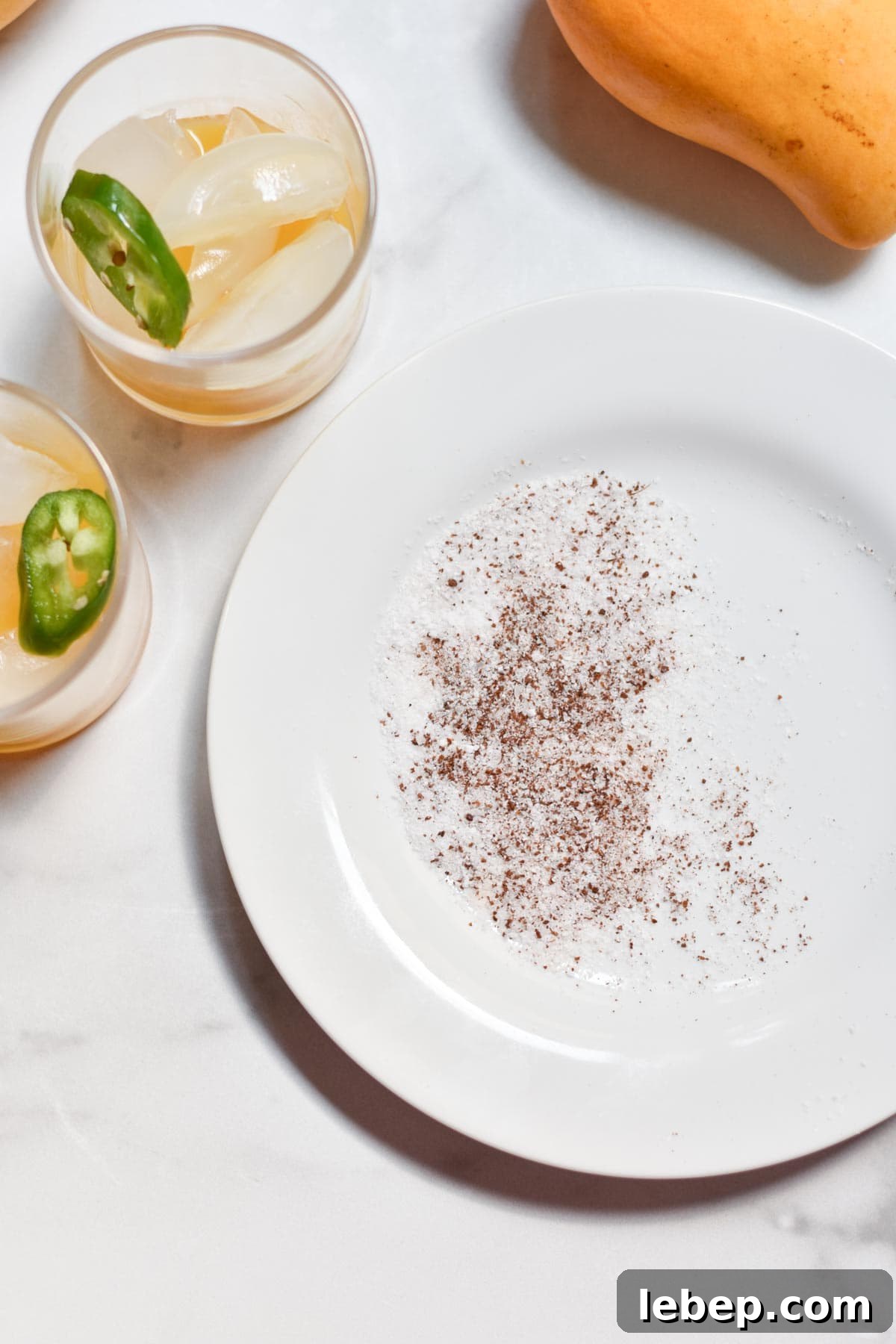 Mixed salt for the rim of a glass on a table.