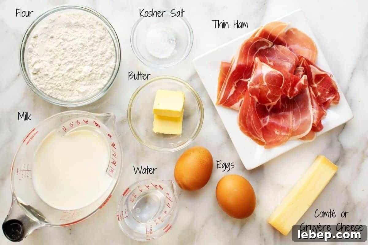Savory Crepes: 10 Flavorful Fillings and Cooking Tips 3 savory crepe ingredients on white marble board