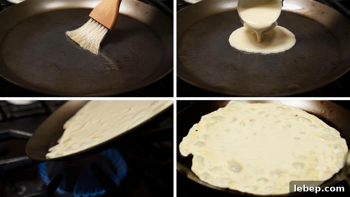 Savory Crepes: 10 Flavorful Fillings and Cooking Tips 6 crepe cooking process