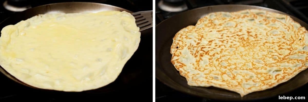 Savory Crepes: 10 Flavorful Fillings and Cooking Tips 7 flipping a crepe