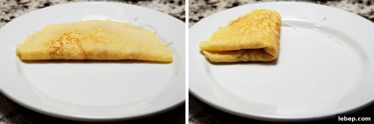 Savory Crepes: 10 Flavorful Fillings and Cooking Tips 9 folding savory crepe into quarters