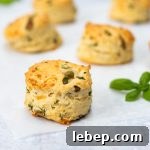 Cheese and olive scones with basil
