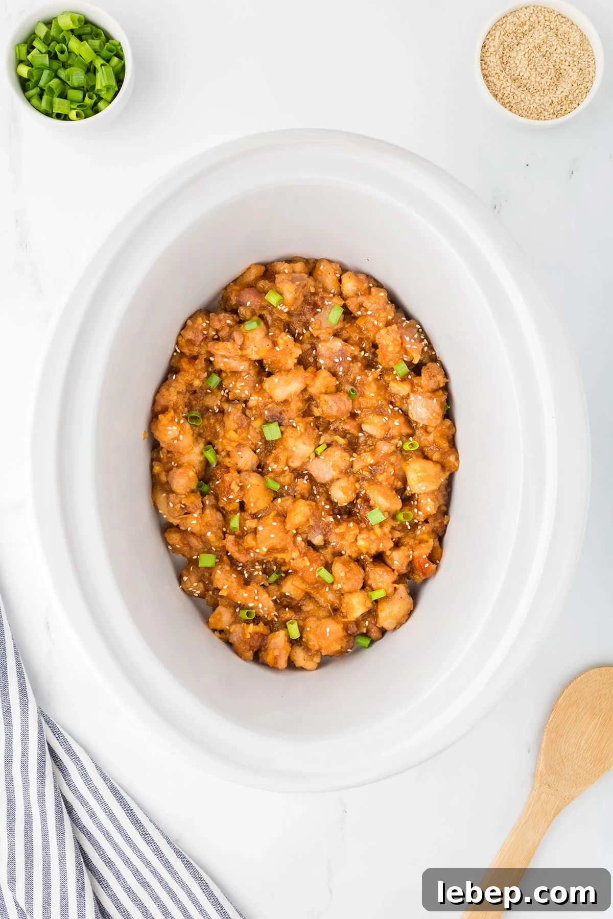Orange Chicken cooked in the Slow Cooker is ready to serve.