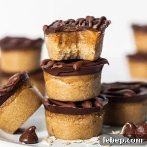 Peanut Butter Twix Cups Recipe — Homemade Candy Bars in Minutes 8 Peanut butter cups stacked on a plate.