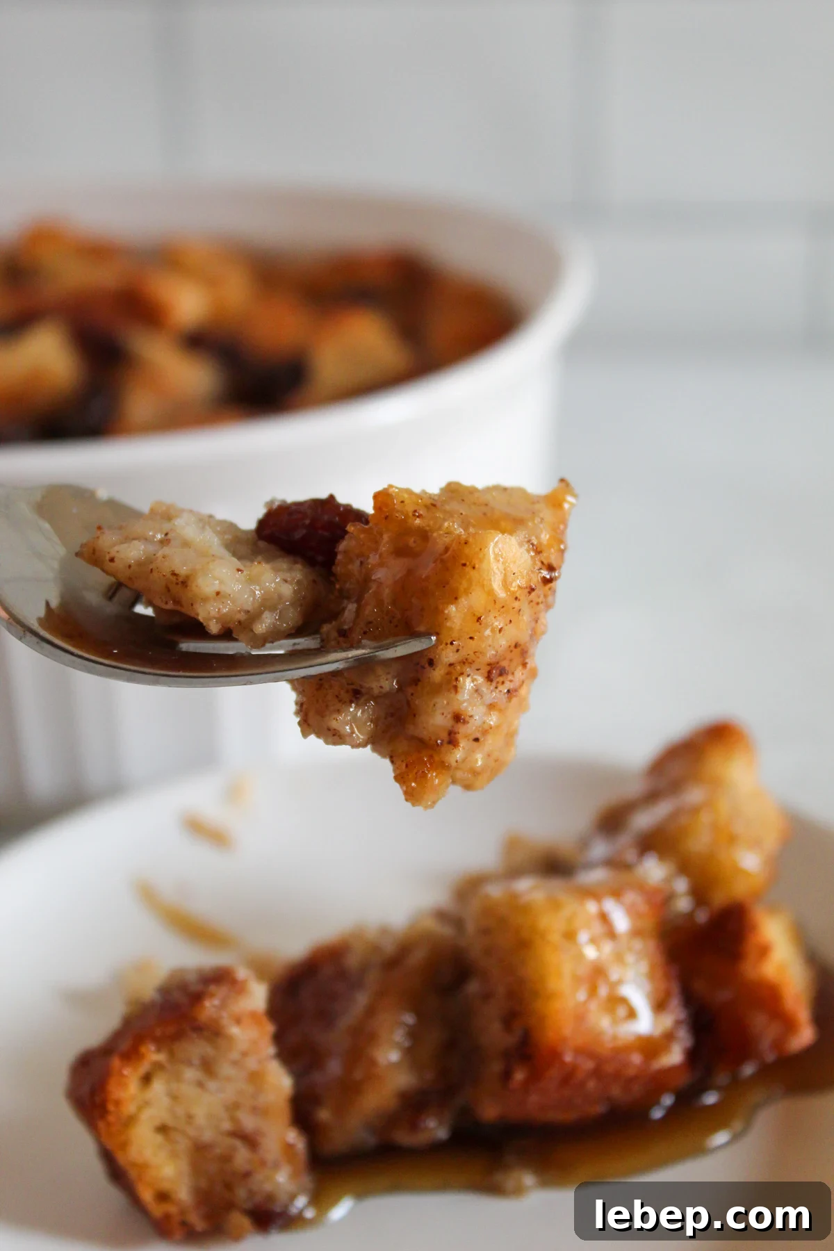 bite of gluten-free bread pudding