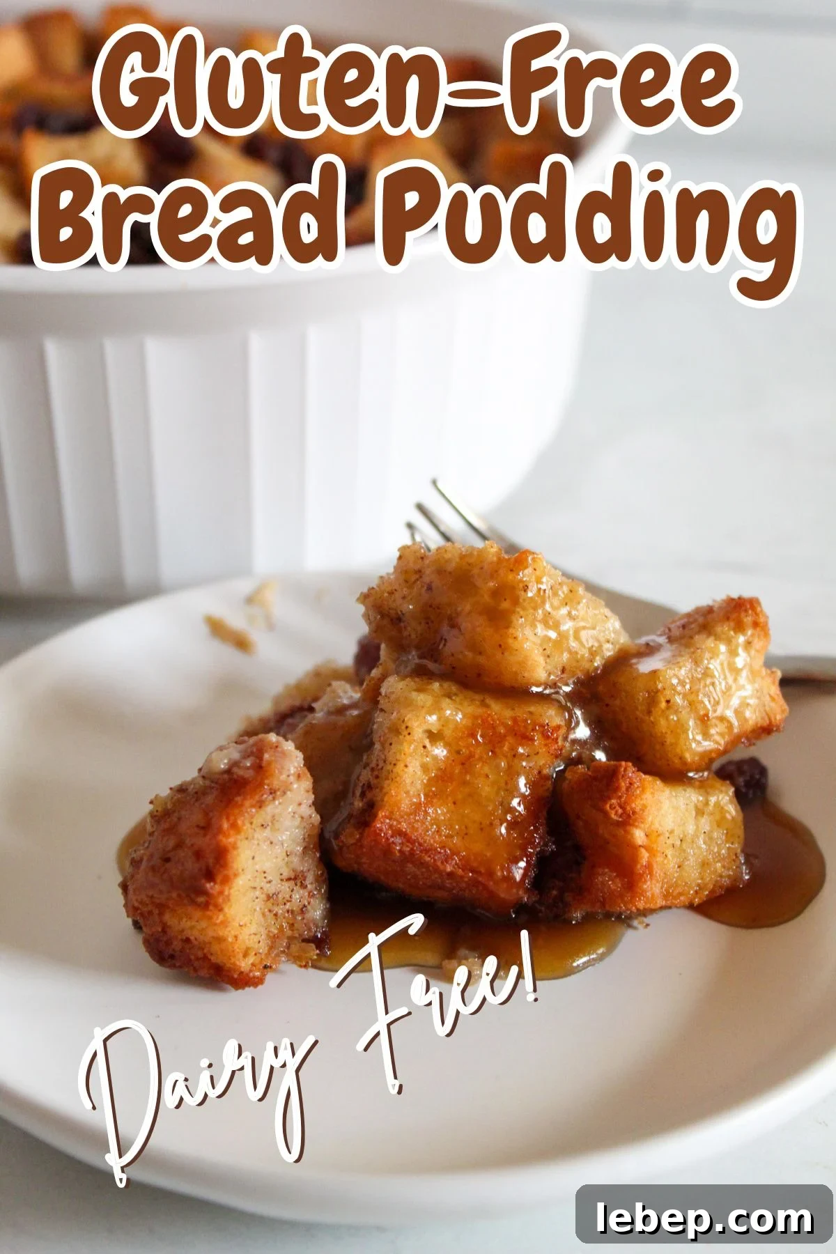 plate of a serving of bread pudding