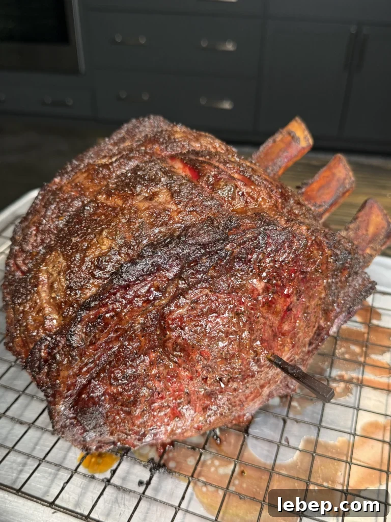 Smoked Prime Rib Roast: Juicy Recipe and Smoking Tips 2 smoking prime rib on the rack