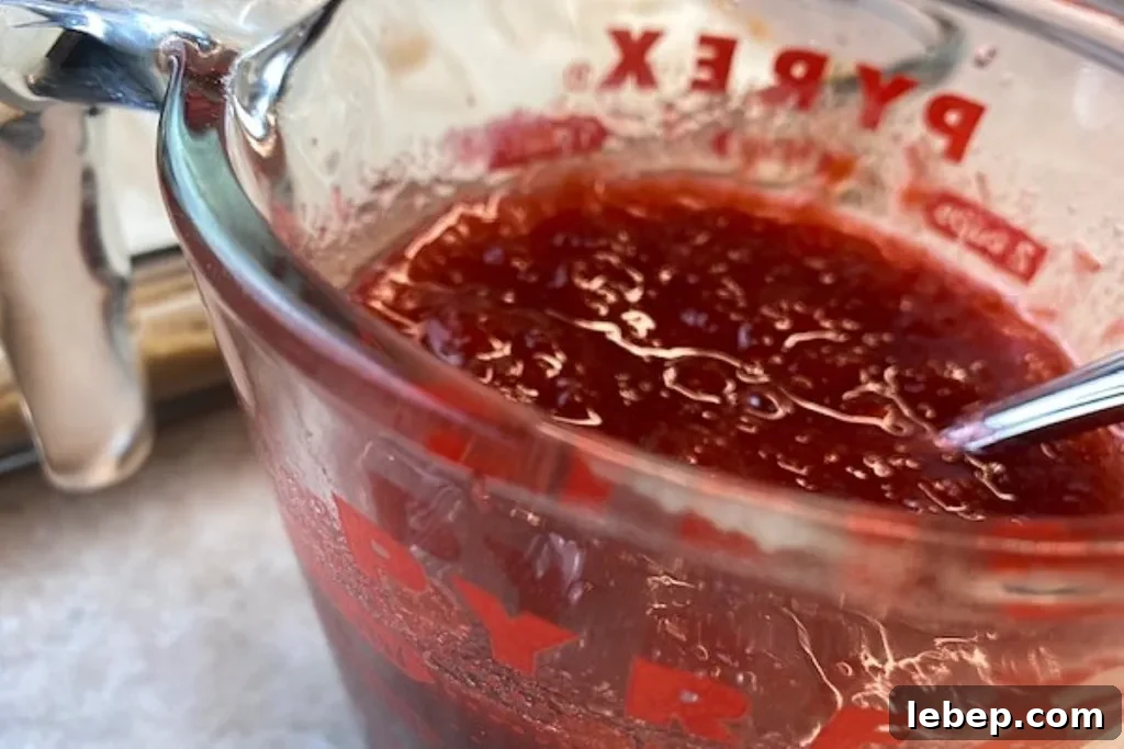 Rhubarb topping in pan