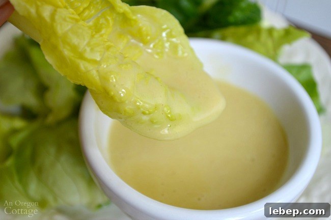 Homemade Honey Mustard Dressing on lettuce