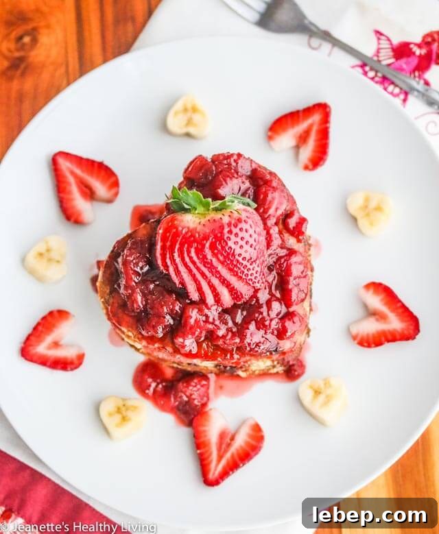 Whole-Wheat Buttermilk Banana Chocolate Chip Pancakes with Strawberry Sauce 8 Whole Wheat Buttermilk Banana Chocolate Chip Pancakes with fresh Strawberry Sauce - treat your loved ones to a gorgeous stack of these pancakes for Valentine's Day or any other special occasion!