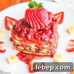Whole-Wheat Buttermilk Banana Chocolate Chip Pancakes with Strawberry Sauce 10 Whole Wheat Strawberry Banana Pancakes - these healthy pancakes are topped with a fresh strawberry sauce. Treat your loved ones to these pancakes for Valentine's Day or any other special occasion!