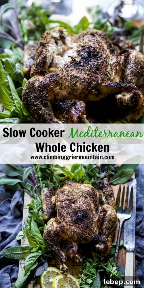 Slow Cooker Mediterranean Whole Chicken
