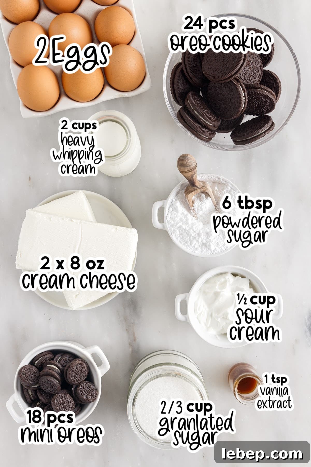All ingredients layed out on the counter in small bowls, with text overlay.