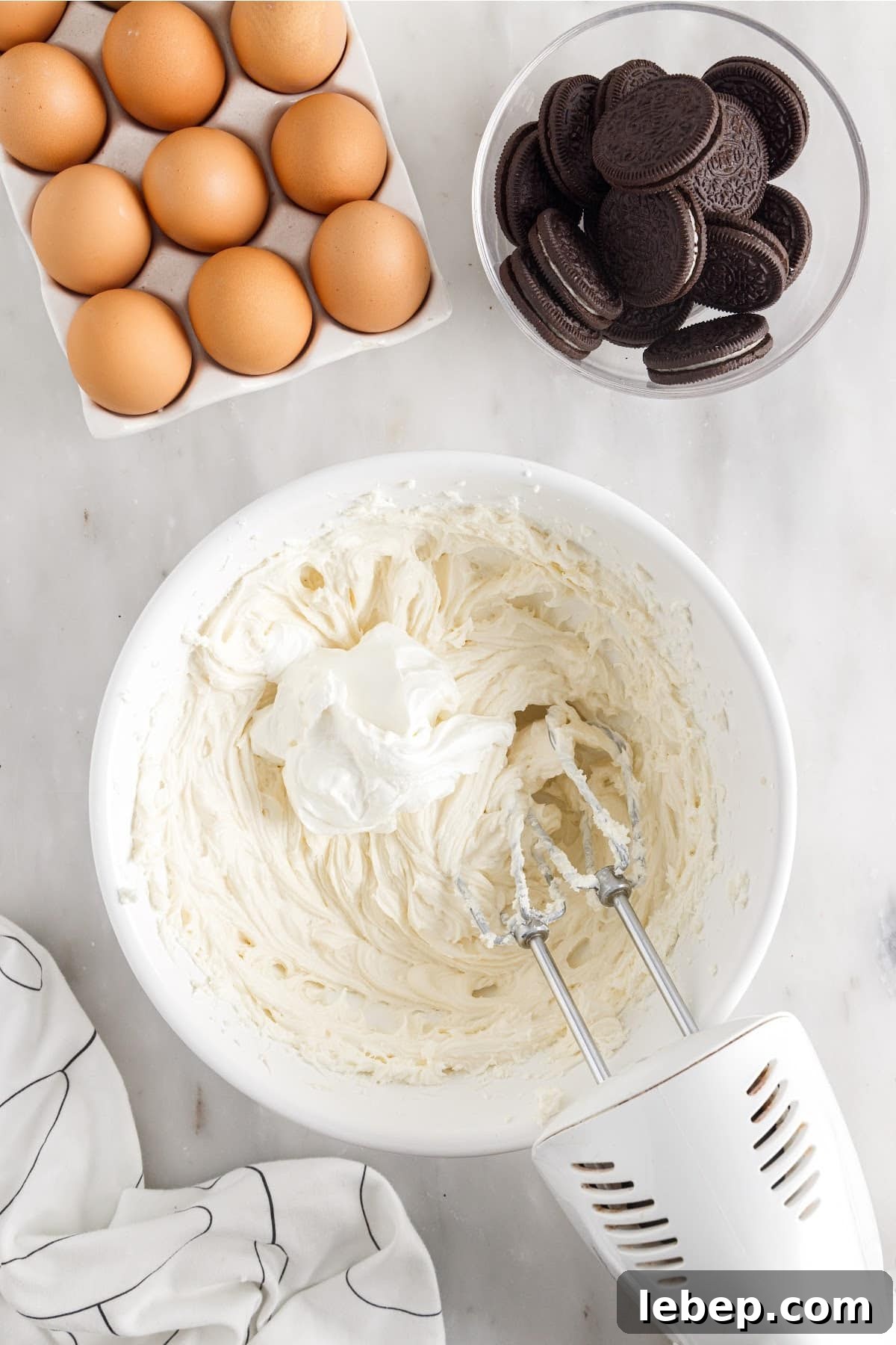 Cheesecake mixture mixed until smooth.