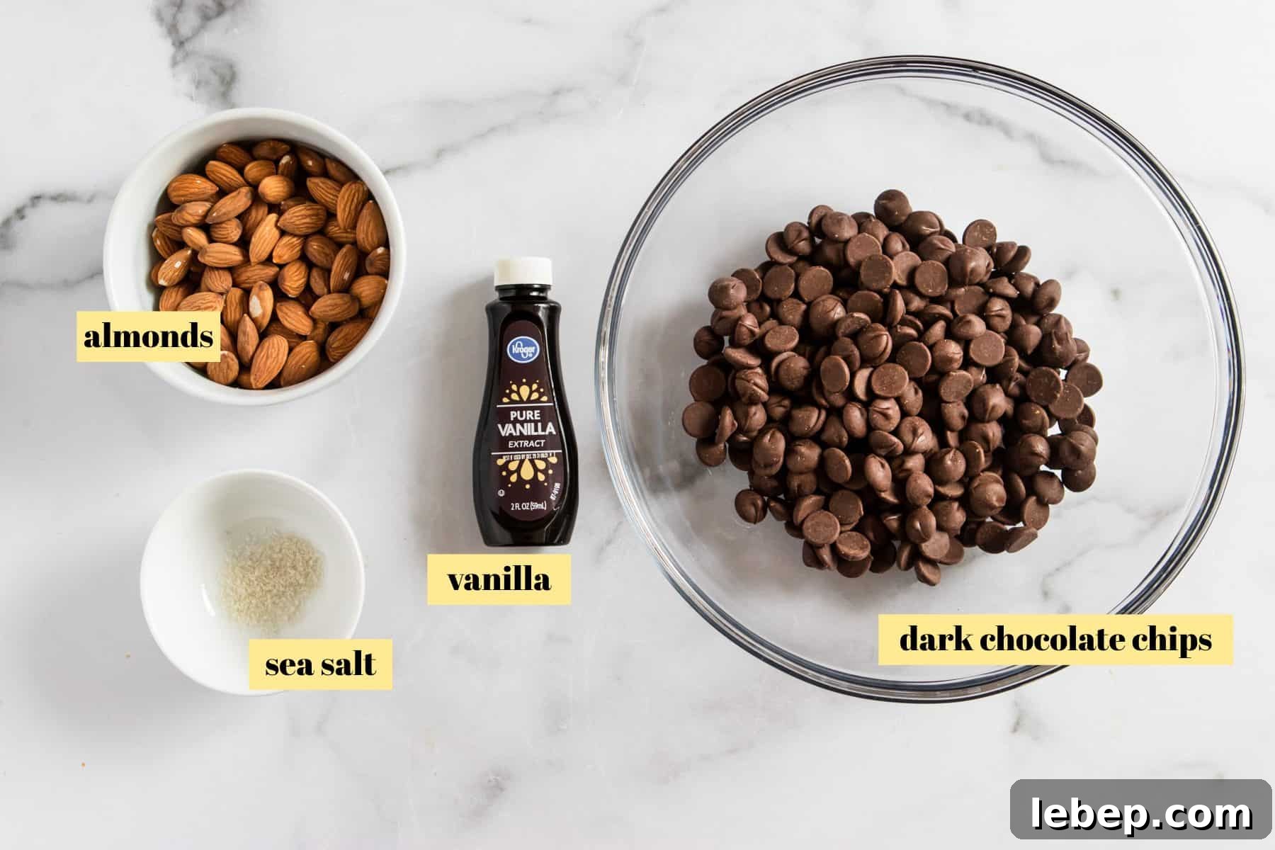 Ingredients to make chocolate bark.