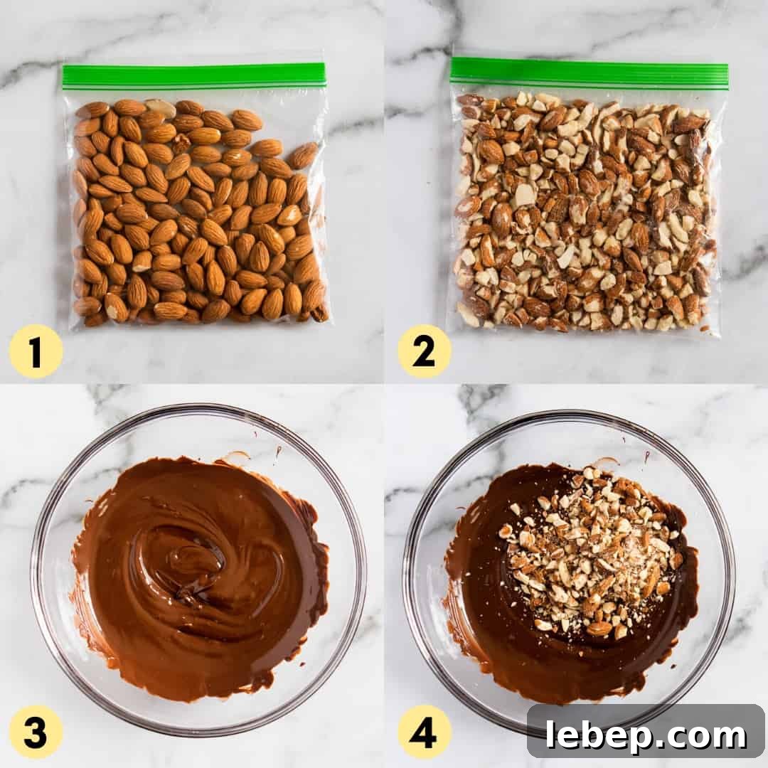 Process shots for bark thins recipe.