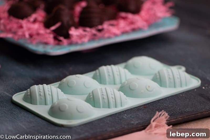 Keto Chocolate Peanut Butter Eggs Recipe for Low-Carb Treats 4 Silicone Easter Egg Mold