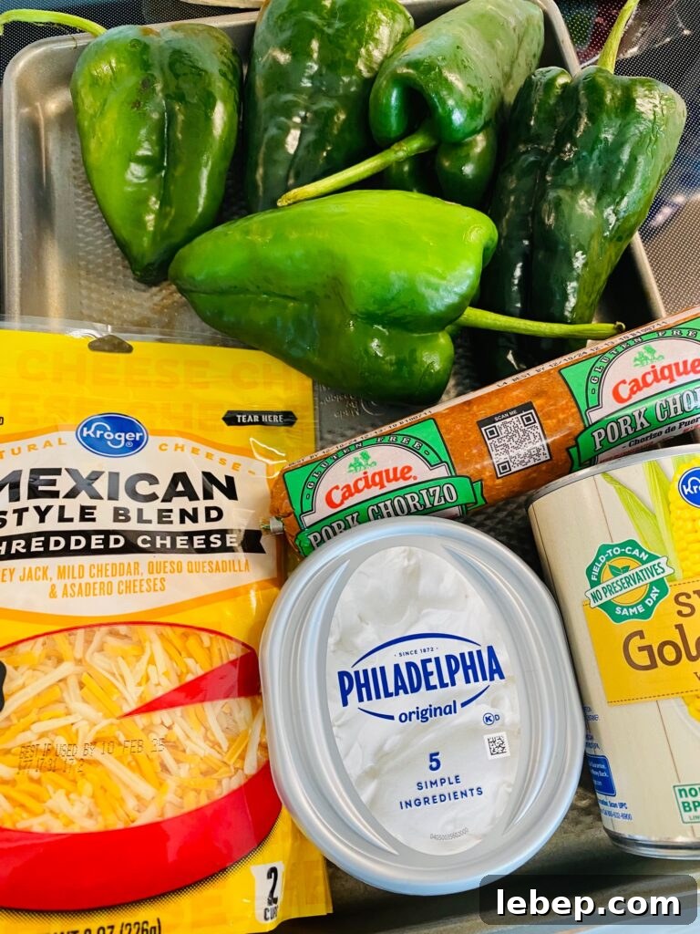 ingredients for Traeger Chorizo Stuffed Poblanos